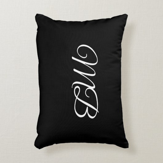 モノグラムカップルイニシャル白黒ギフトお願い アクセントクッション (正面(垂直))