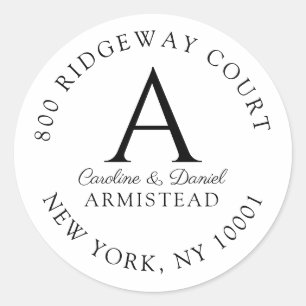 モノグラムカップルフローライニシャル差出人住所 ラウンドシール