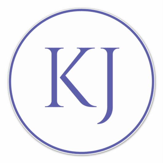 モノグラムカップル名ブルーイニシャル結婚文字 シール (正面)