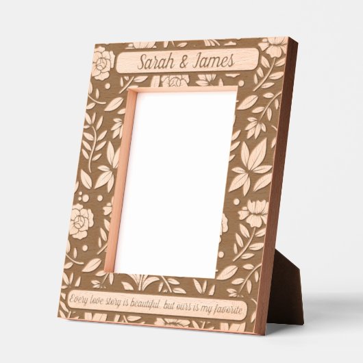 モノグラムカップル名植物性フローラ引用文 レーザー彫刻フレーム (左)