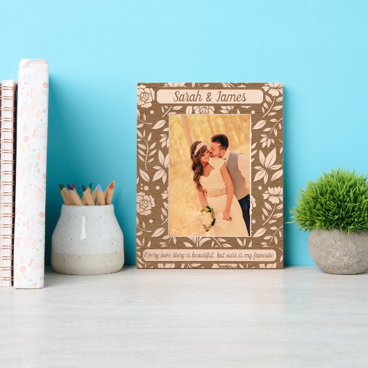 モノグラムカップル名植物性フローラ引用文 レーザー彫刻フレーム