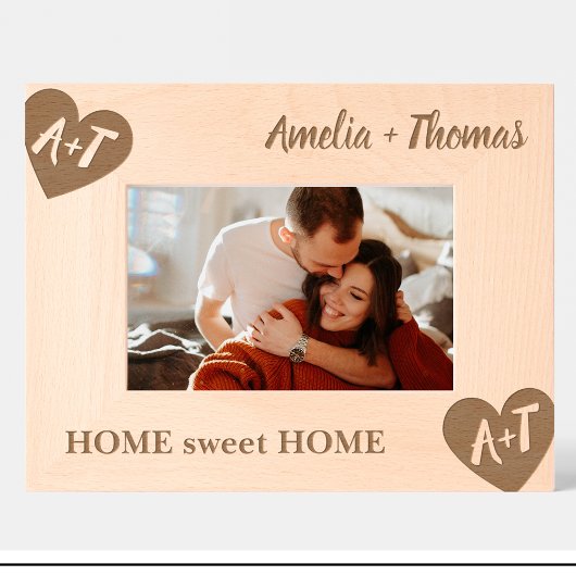 モノグラムカップル引っ越し祝いパーティーカスタムウッドフレーム レーザー彫刻フレーム