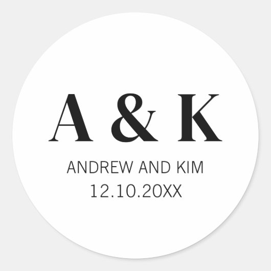 モノグラムカップル結婚式のパーティーは赤ちゃんのシャワーを好む ラウンドシール (正面)