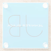 モノグラムカプリブルーミニマリストモダン名 ガラスコースター (裏面)