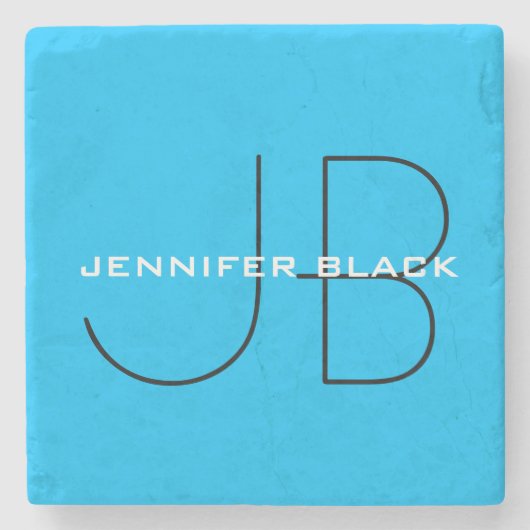 モノグラムカプリブルーミニマリストモダン名 ストーンコースター (正面)