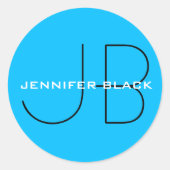 モノグラムカプリブルーミニマリストモダン名 ラウンドシール (正面)