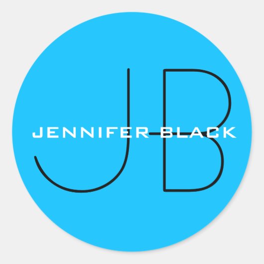 モノグラムカプリブルーミニマリストモダン名 ラウンドシール (正面)