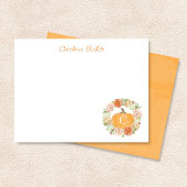 モノグラムカボチャ秋フローラリース文房具 ノートカード