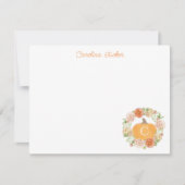 モノグラムカボチャ秋フローラリース文房具 ノートカード (正面)