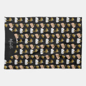 モノグラムカボチャ黒、赤面、白、金ゴールド キッチンタオル (横)
