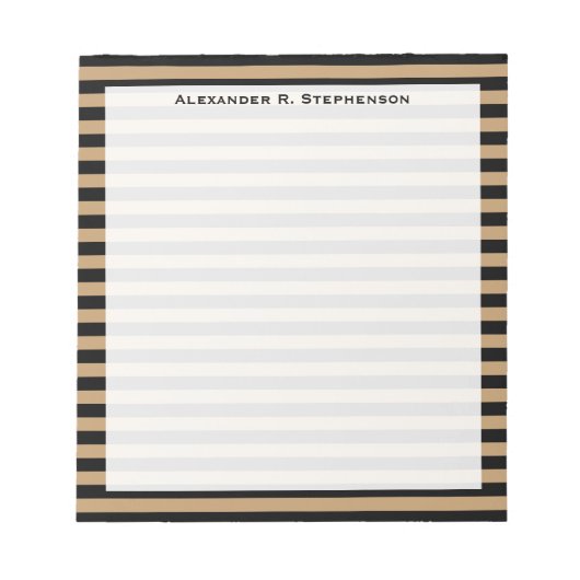 モノグラムカメルブラウンとブラックストライプ ノートパッド (正面)