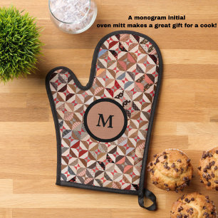 モノグラムカラフルイニシャルパッチワークキルトパターン 鍋つかみ