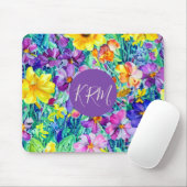 モノグラムカラフルシック水カラーフローラ マウスパッド (マウス)