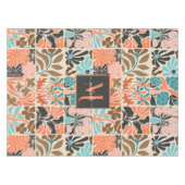 モノグラムカラフルスクリプトレトロフローラルパターン テーブルクロス (正面(横))