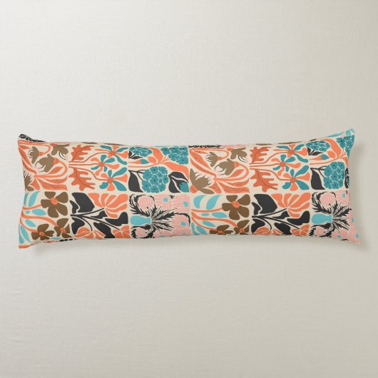 モノグラムカラフルスクリプトレトロフローラルパターン ボディピロー (裏面)