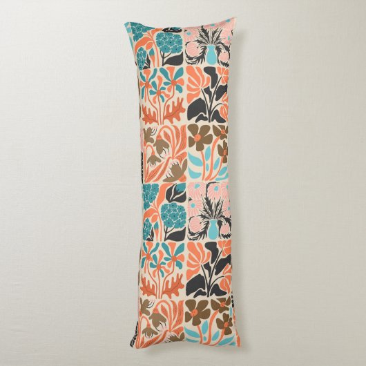 モノグラムカラフルスクリプトレトロフローラルパターン ボディピロー (裏面 (縦))