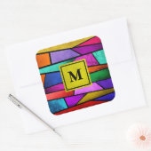 モノグラムカラフルステンドグラス抽象芸術シール スクエアシール (封筒)