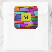 モノグラムカラフルステンドグラス抽象芸術シール スクエアシール (バッグ)