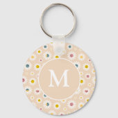 モノグラムカラフルデイジーパーソナライズされた キーホルダー (正面)