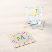 モノグラムカラフルデイジーパーソナライズされた スクエアペーパーコースター (インサイチュ)