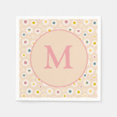 モノグラムカラフルデイジーパーソナライズされた スタンダードカクテルナプキン (正面)