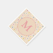 モノグラムカラフルデイジーパーソナライズされた スタンダードカクテルナプキン (角)