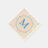 モノグラムカラフルデイジーパーソナライズされた スタンダードカクテルナプキン (角)