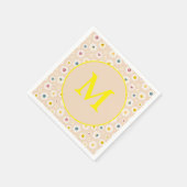 モノグラムカラフルデイジーパーソナライズされた スタンダードカクテルナプキン (角)