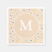 モノグラムカラフルデイジーパーソナライズされた スタンダードカクテルナプキン (正面)