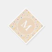 モノグラムカラフルデイジーパーソナライズされた スタンダードカクテルナプキン (角)