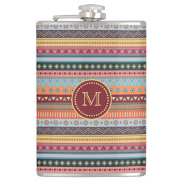 モノグラムカラフルトライバル幾何模様フラスコ フラスク