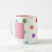 モノグラムカラフルドットパターン ツートーンマグカップ (正面左)