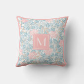 モノグラムカラフルフローラモダンヴィンテージブルーピンク クッション (裏面)