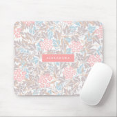 モノグラムカラフルフローラモダンヴィンテージブルーピンク マウスパッド (マウス)