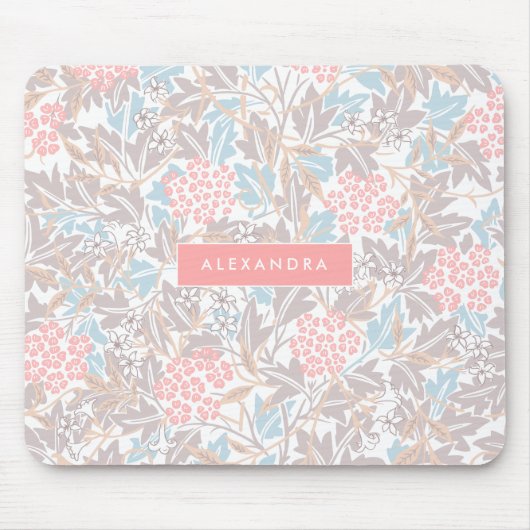 モノグラムカラフルフローラモダンヴィンテージブルーピンク マウスパッド (正面)
