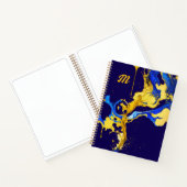 モノグラムカラフルブルーイエローアーティストのスケッチブック ノートブック (内部)
