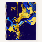 モノグラムカラフルブルーイエローアーティストのスケッチブック ノートブック (正面)