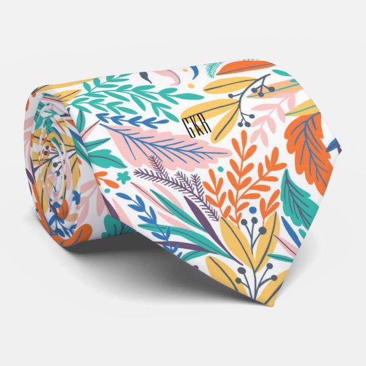 モノグラムカラフルボスタイリッシュタニカル模様 ネクタイ (ロール)