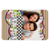 モノグラムカラフルモダンフローラパーソナライズされた写真 マグネット (横)