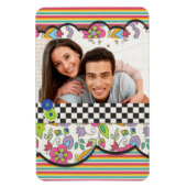 モノグラムカラフルモダンフローラパーソナライズされた写真 マグネット (縦)