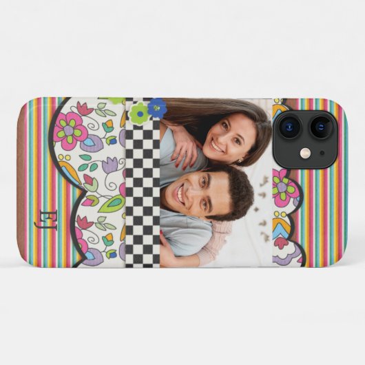 モノグラムカラフルモダンフローラパーソナライズされた写真 Case-Mate iPhoneケース (裏面(横))