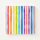 モノグラムカラフルレインボーストライプズ名ウォーター色 ノートブック (裏面)