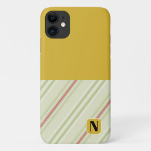 モノグラムカラフルレトロパターンと色l黄色 iPhone 11 ケース