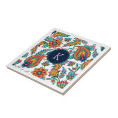 モノグラムカラフルヴィンテージフローラペイズリー タイル (側面)