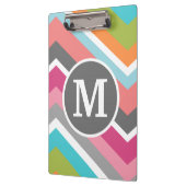 モノグラムカラフル付きシェブロンカスタムパターン クリップボード (左)
