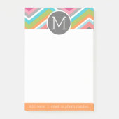 モノグラムカラフル付きシェブロンカスタムパターン ポストイット (正面)