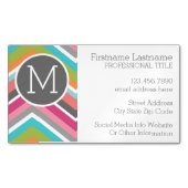 モノグラムカラフル付きシェブロンカスタムパターン マグネット名刺 (正面)