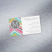 モノグラムカラフル付きシェブロンカスタムパターン マグネット名刺 (インサイチュ)
