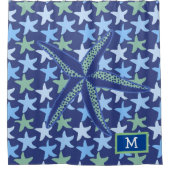 モノグラムカラフル付きスターフィッシュのシームレスパターン シャワーカーテン (正面)