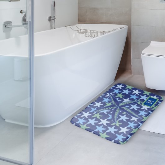 モノグラムカラフル付きスターフィッシュのシームレスパターン バスマット